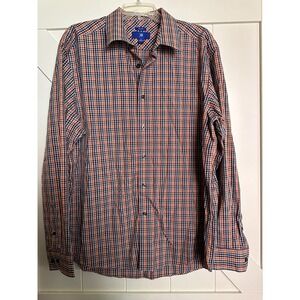 Egara No Iron Long Sleeve Button Shirt Mens XL Multi Color‎ Plaid Flip Cuff